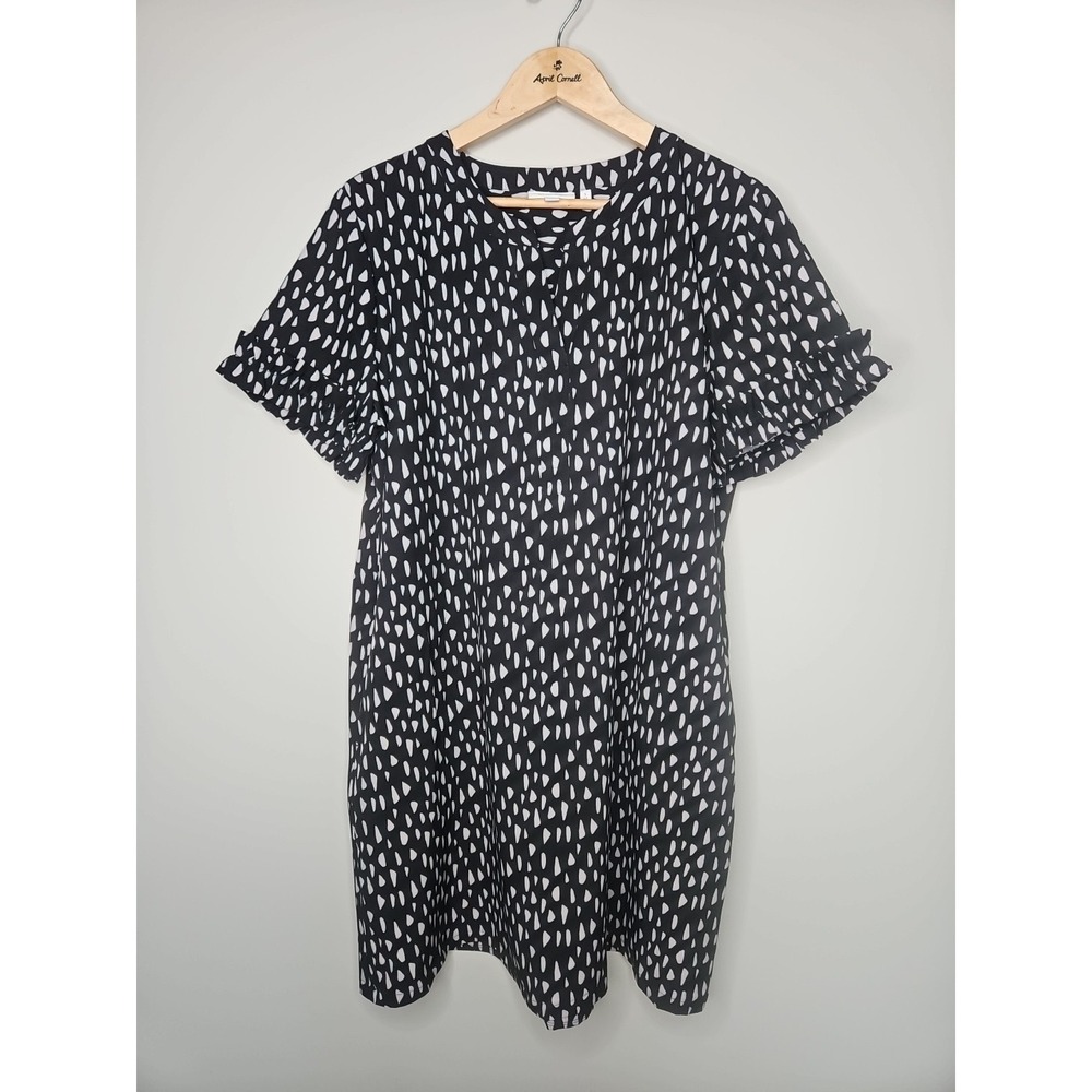 Chico's 3 Dress 16 Black Neema Ruffle Resort Minimalist Sporty Outdoor Vacation